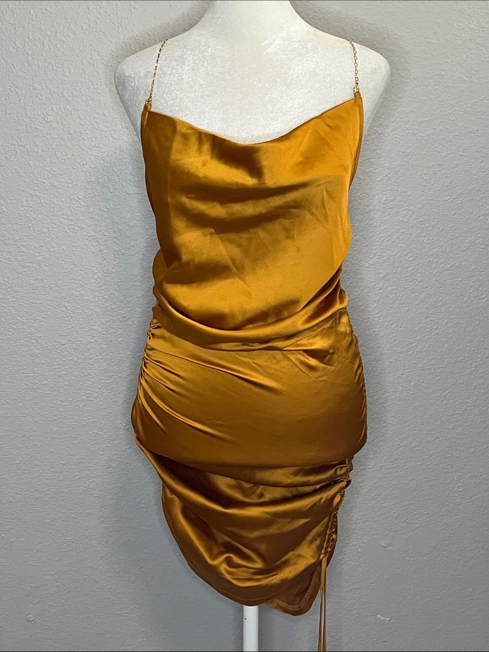 Dolls Kill Horoscopez Satin Mini Dress Gold Size XS NWT